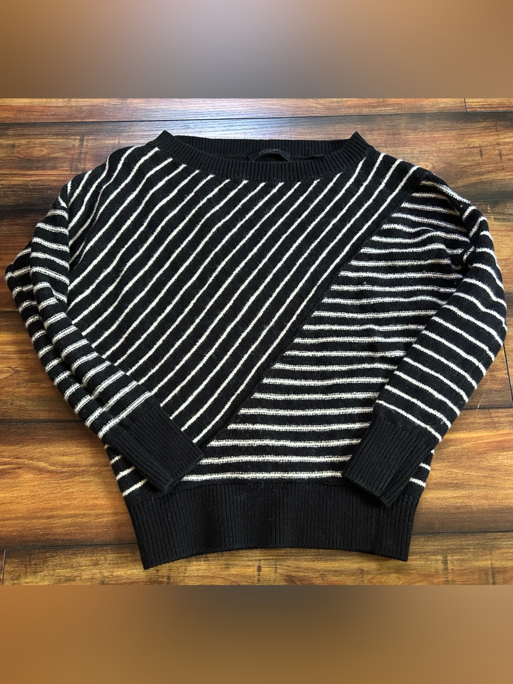 AllSaints Black and White Striped Crewneck Sweater Cotton Wool blend XS